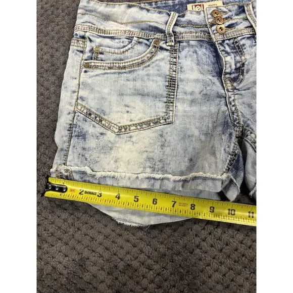 LEI Acid Washed Denim Jean Shorts Cutoffs Low Rise Women's Size 9 - Picture 8 of 8